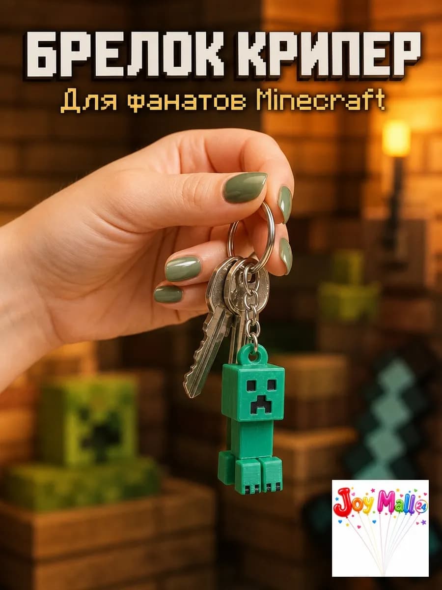 Фигурка Крипер Minecraft Майнкрафт мини 3D печать брелок — миниатюра 4