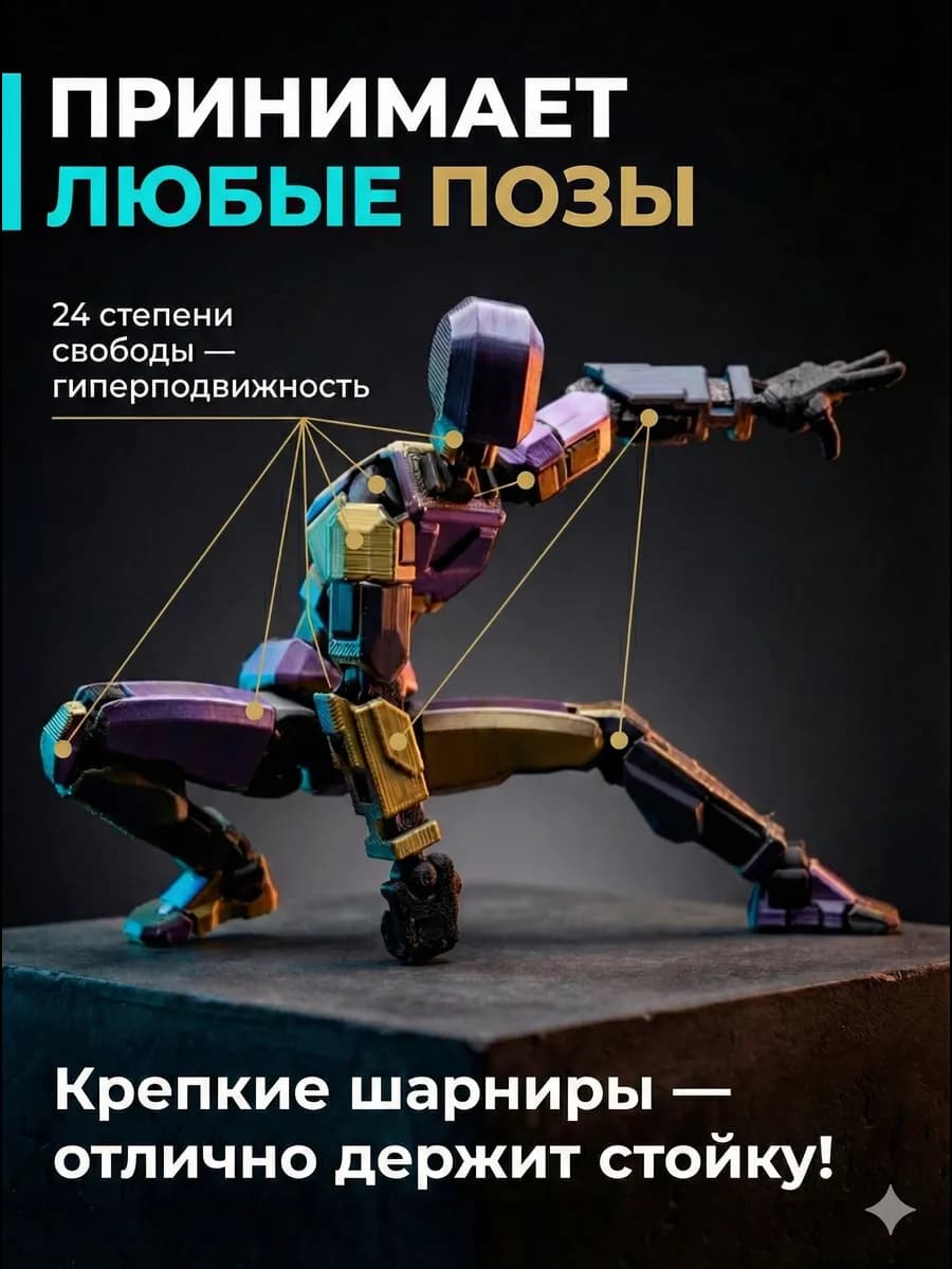 Экшн фигурка шарнирная с оружием подвижная 3D робот — миниатюра 5