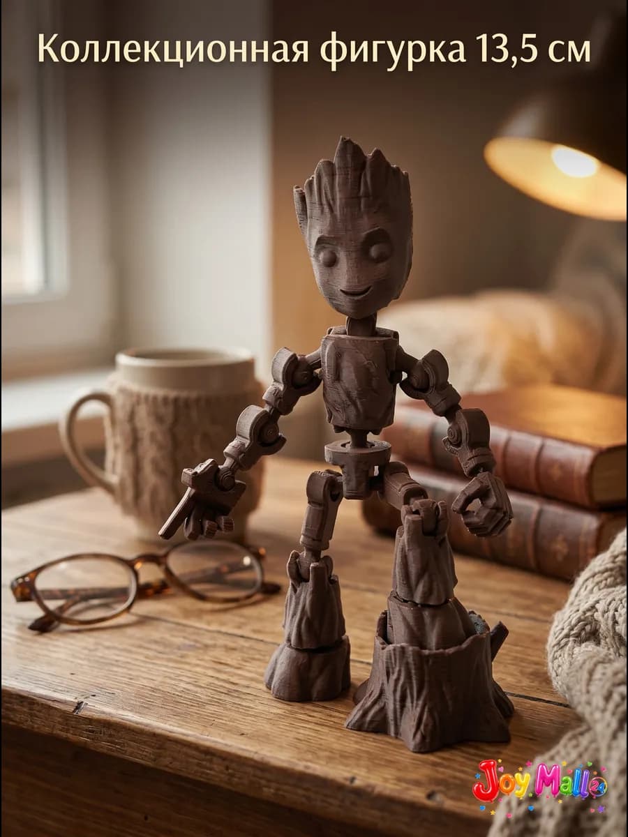 Фигурка Грут шарнирная Baby Groot 3D печать Марвел 13,5 см — миниатюра 3